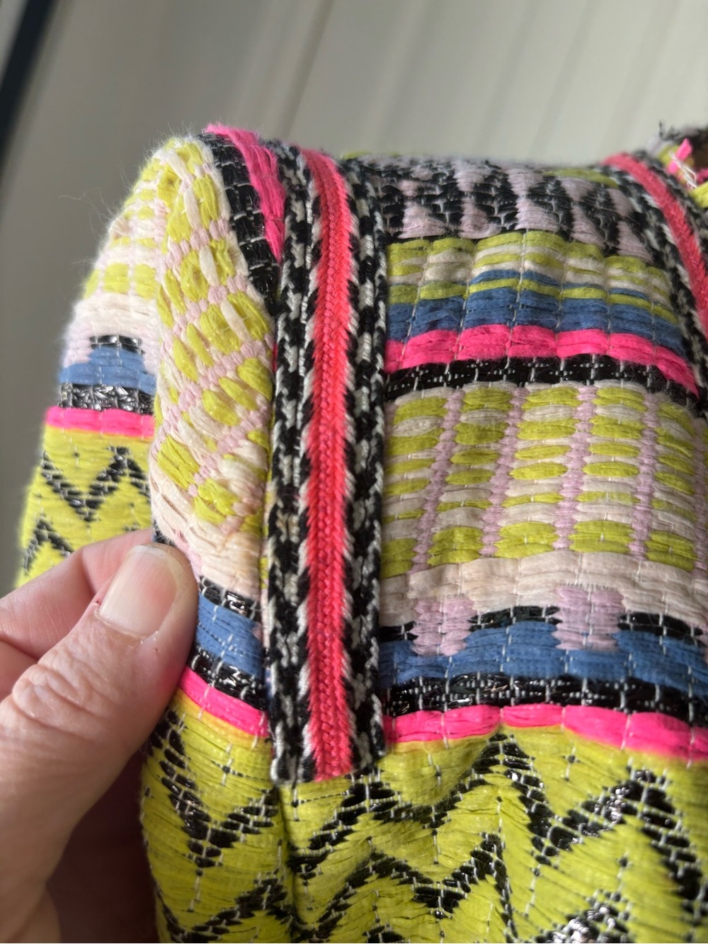 Milly Neon Aztec Tweed Zipper Jacket, Size 2 - Picture 15 of 16